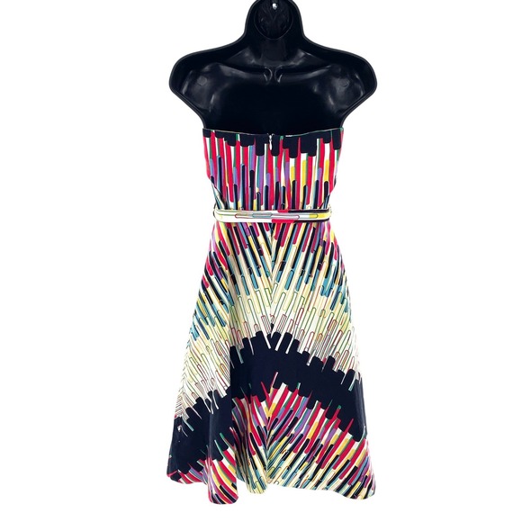 Tracy Reese New York Colorful Strapless Silk Cotton Blend Dress Size 4 Cocktail - Picture 3 of 12